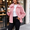 thumbnail image 5 of WIZUTIZ Women's Solid Color Double-Sided Fleece Jacquard Lapel Collar Jacket Long Sleeve Warm Winter Coat Loose Fit Cozy Outerwear with Pockets, 5 of 8