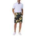 thumbnail image 2 of INSPIRE CHIC Floral Printed Shorts for Men's Flat Front Button Down Zipper Business Flower Pattern Shorts 30 Black, 2 of 5