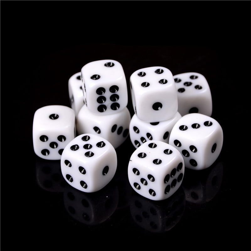 10pcs 16mm White Acrylic Six Sided Round Corner Opaque Dice High Quality SP 