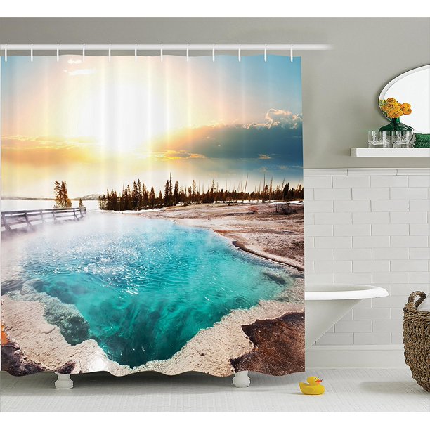 Yellowstone Decor Shower Curtain Set By , Hot Springs In Yellowstone