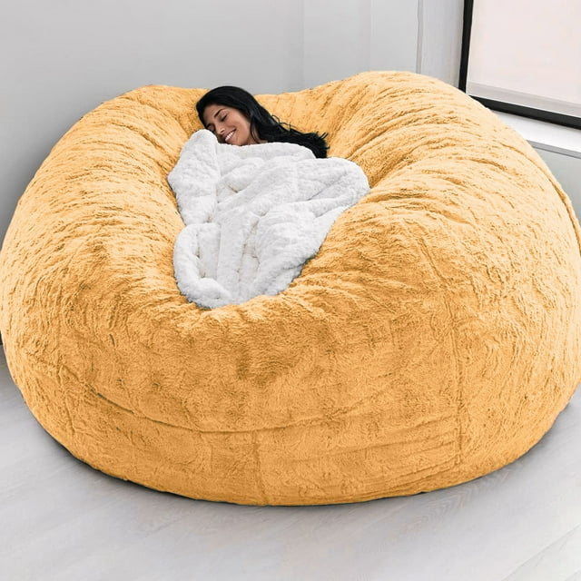 potrochi Bean Bag Chair Cover, Big Round Soft Fluffy PV Velvet Sofa Bed Cover, Bean Bag Chairs for Kids Comfy Fluffy Bean Bag Chair Covers, Machine Washable Covers