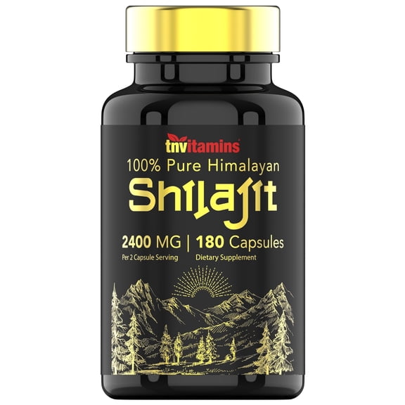 TNVitamins Shilajit Capsules 2400 MG - 180 Capsules | 100% Pure Himalayan Shilajit for Men & Women