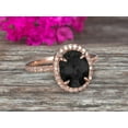 thumbnail image 3 of 10k Rose Gold 2 Carat Black Diamond Moissanite Halo Engagement Ring Oval Cut Anniversary Ring Art Deco, 3 of 4