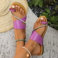 thumbnail image 6 of 2025 Beach Summer Sandals Clearance, Xunlbb Summer New Large Size One Line Set Toe Flat Rhinestones Large Size Outside To Wear Beach Sandals(Purple,Szie:40), 6 of 9