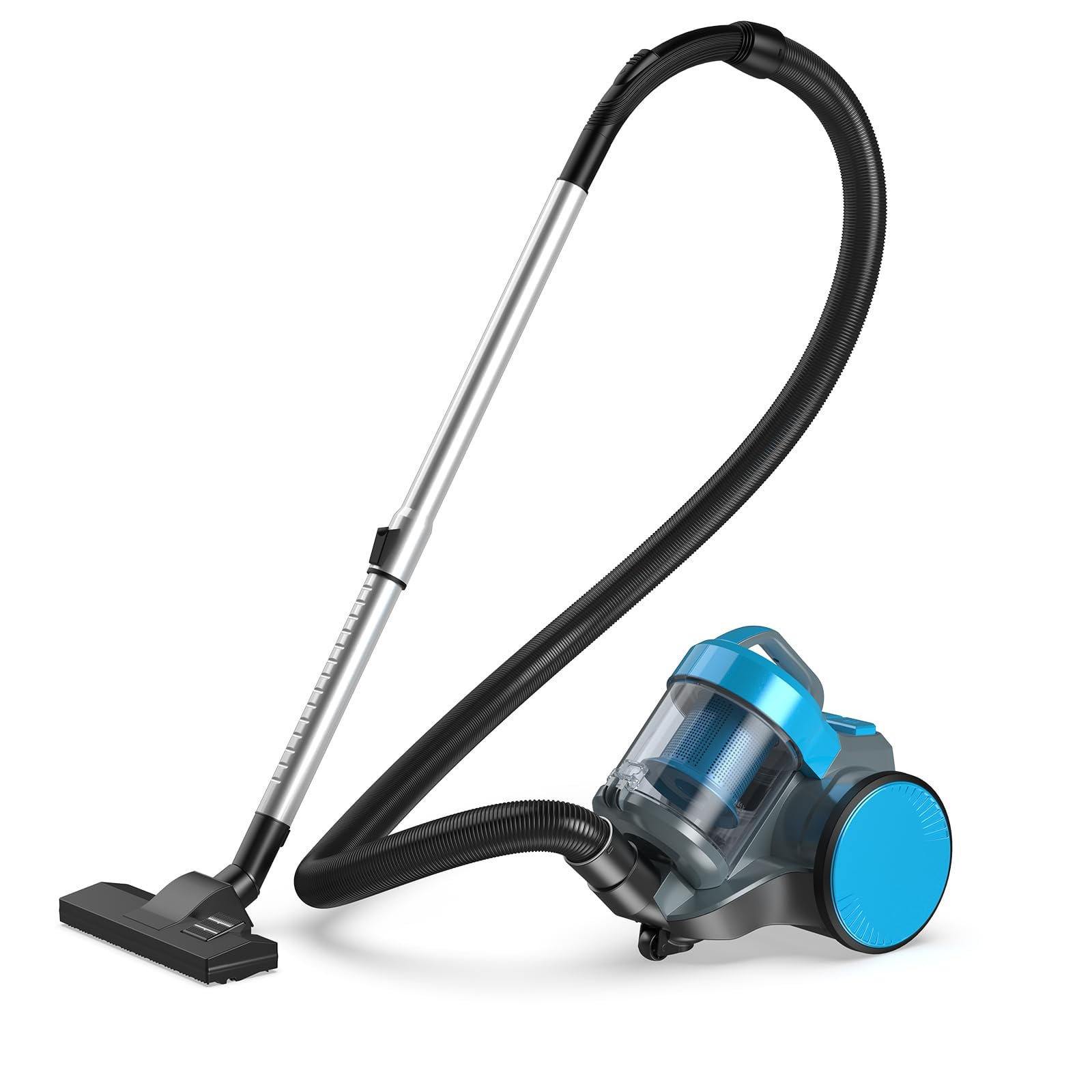 Atilioo Portable Canister Vacuum Cleaner with Washable HEPA Filter, Lightweight Powerful Electric Vacuum for Carpets & Hard Floors, Blue