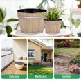 thumbnail image 5 of QCQHDU 12 inch Plant Pots, Whiskey Barrel Planters with Drainage Hole, Flower Pots for Indoor & Outdoor Garden Home Plants, 5 of 5