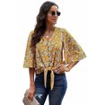 thumbnail image 4 of ABPHQTO Top de mujer con botones y estampado floral amarillo, 4 of 5