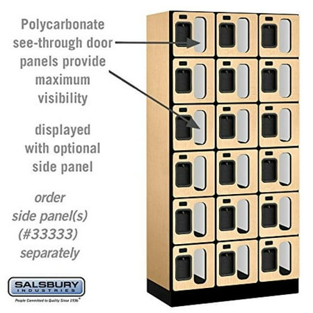 - Salsbury Industries 6-Tier Box Style See-Through Designer Wood Locker with Three Wide Storage Units, 6-Feet High by 18-Inch Deep, Maple