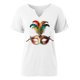 thumbnail image 5 of Xuyuer Mardi Gras V-Neck T-Shirt for Women Hearts Beads Carnival Tuesday Parade Loose Top short Sleeve Casual Tee Tshirts S-2XL Pattern T-Shirt - Casual Short-Sleeved Retro, 5 of 6