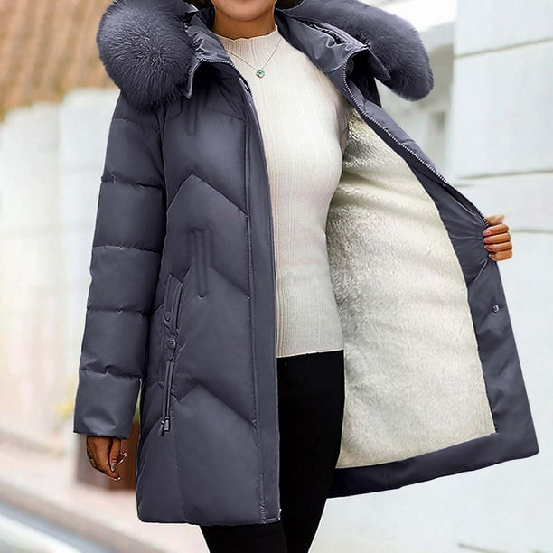 Abrigo informal de manga larga con capucha y capucha para mujer, chaquetas de invierno, holgado, informal, con bolsillos de color, con cremallera, reversible, de algodón, largo, para mujer