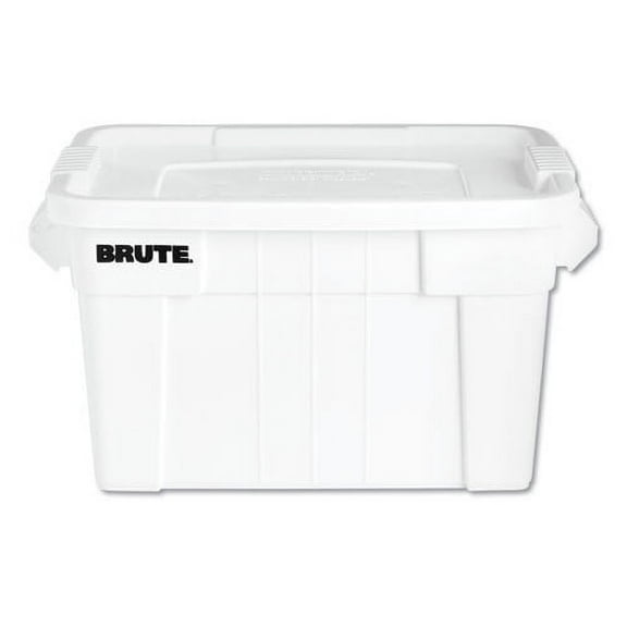 BRUTE Tote with Lid, 20 gal, 27.9w x 17.4d x 15.1h, White,