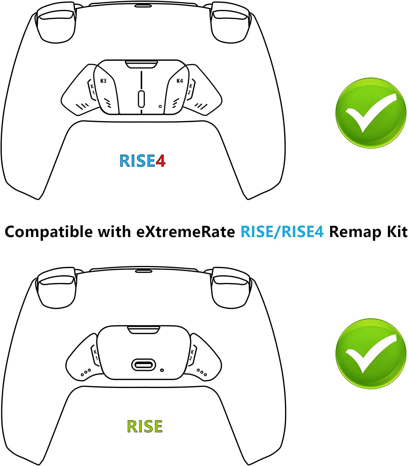 eXtremeRate Rise & RISE4 Remap kit Silver Real Metal Buttons K1 K2 K3 K4 Back Buttons Housing & Remap PCB Board for PS5 Controller BDM-010/020/030/04