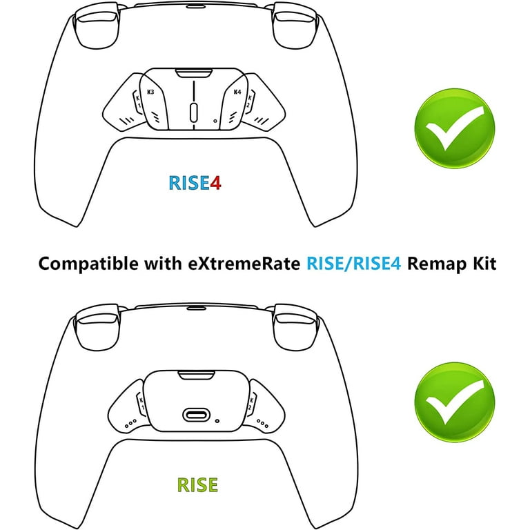Turn Rise & RISE4 to RISE4 RMB Kit – Silver Real Metal Buttons (RMB)  Version K1 K2 K3 K4 Back Buttons Housing & Remap PCB Board for PS5  Controller eXtremeRate Rise 