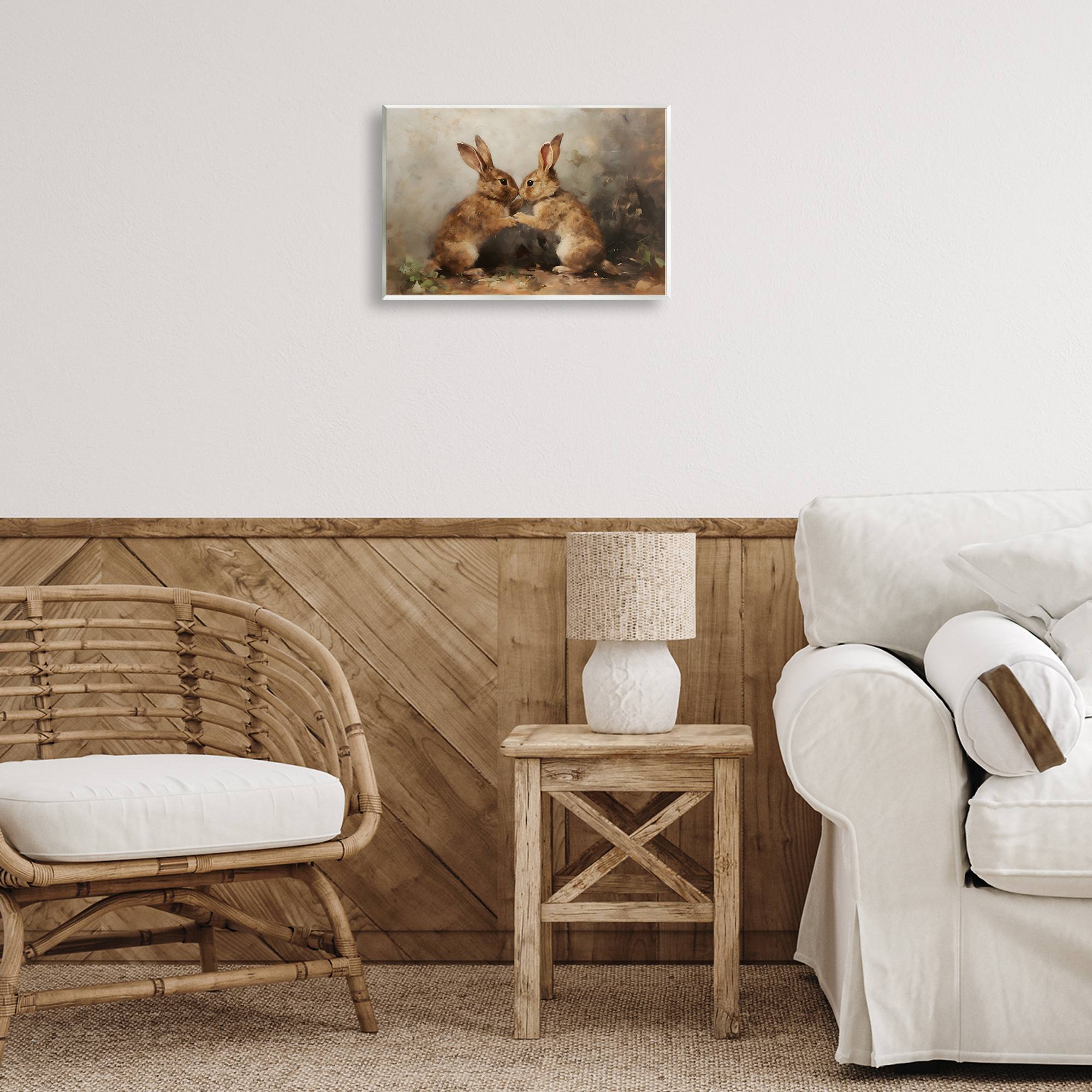 Stupell Industries Bunny Boxing Duo Animals & Insects Painting Unframed Art Print Wall Art, 15 x 10