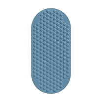 PureCasa Silica Gel Oval Bathtub Mat for Bathroom Toilet, Non-Slip Household Long Ellipse Suction Cup Bath Mats for Bubble Massage, Solid Color Modern Decor Foot Mat, 1PC, 16"x34.6", Light Blue