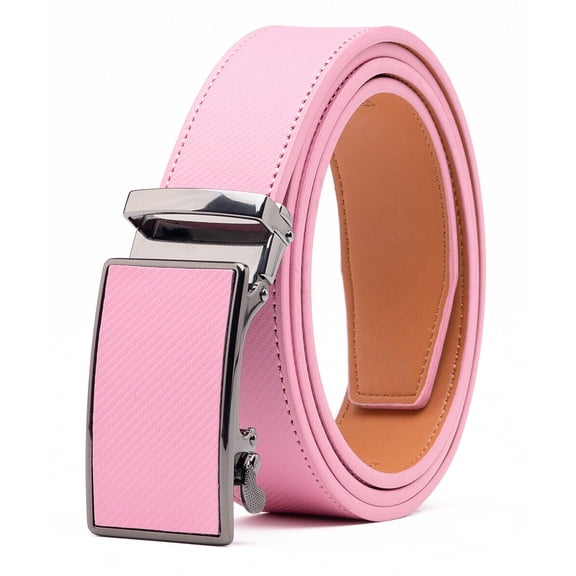 Mens Leather Belt No Holes Ratchet Belt Automatic Buckle Adjustable