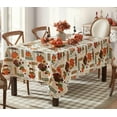 thumbnail image 6 of Newbridge Thanksgiving Fall Hayride and Happy Scarecrow Square Vinyl Tablecloth with Flannel Backing, 52 x 52 Inch, Fall Gingham Turkey Rustic Autumn Easy Table Cloth for Holiday Dining, 6 of 8