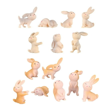 

NUOLUX 14pcs Micronature Bunny Adornments Bonsai Gardening Decorations (Asosrted Color)