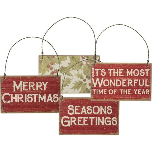 Primitives by Kathy Christmas Hanging Ornament Set of 3