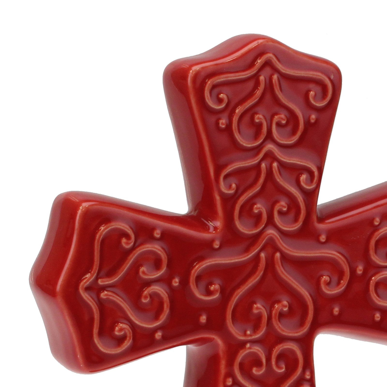 Stonebriar Red Ceramic Cross Pedestal 