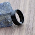 thumbnail image 6 of Metals Jewelry Men's / Women's 8mm Black Plated Stainless Steel Brushed Center Beveled Edge Band Ring Size 7.5, 6 of 8