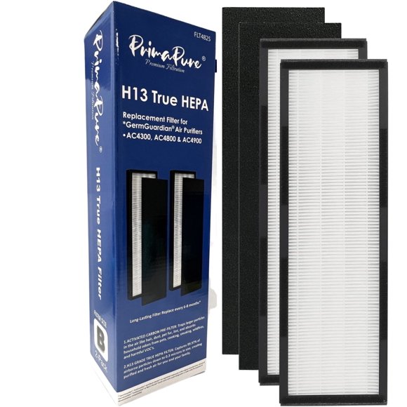 Paq. 2 Filtros HEPA Repuesto PrimaPure H13 p/ Purificadores Aire GermGuardian FLT4825 AC4825, AC4825E, AC4850PT, AC4900CA, CDAP4500BCA, CDAP4500WCA, PureGuardian AP2200CA y Black & Decker BXAP148