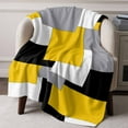 thumbnail image 6 of Yellow Grey Color Block Throw Blankets, Abstract Modern Geometric Soft Fleece Blanket Decorative for Home Sofa Couch Chair Living Bedroom, 60x80 inches, Black White, 6 of 8