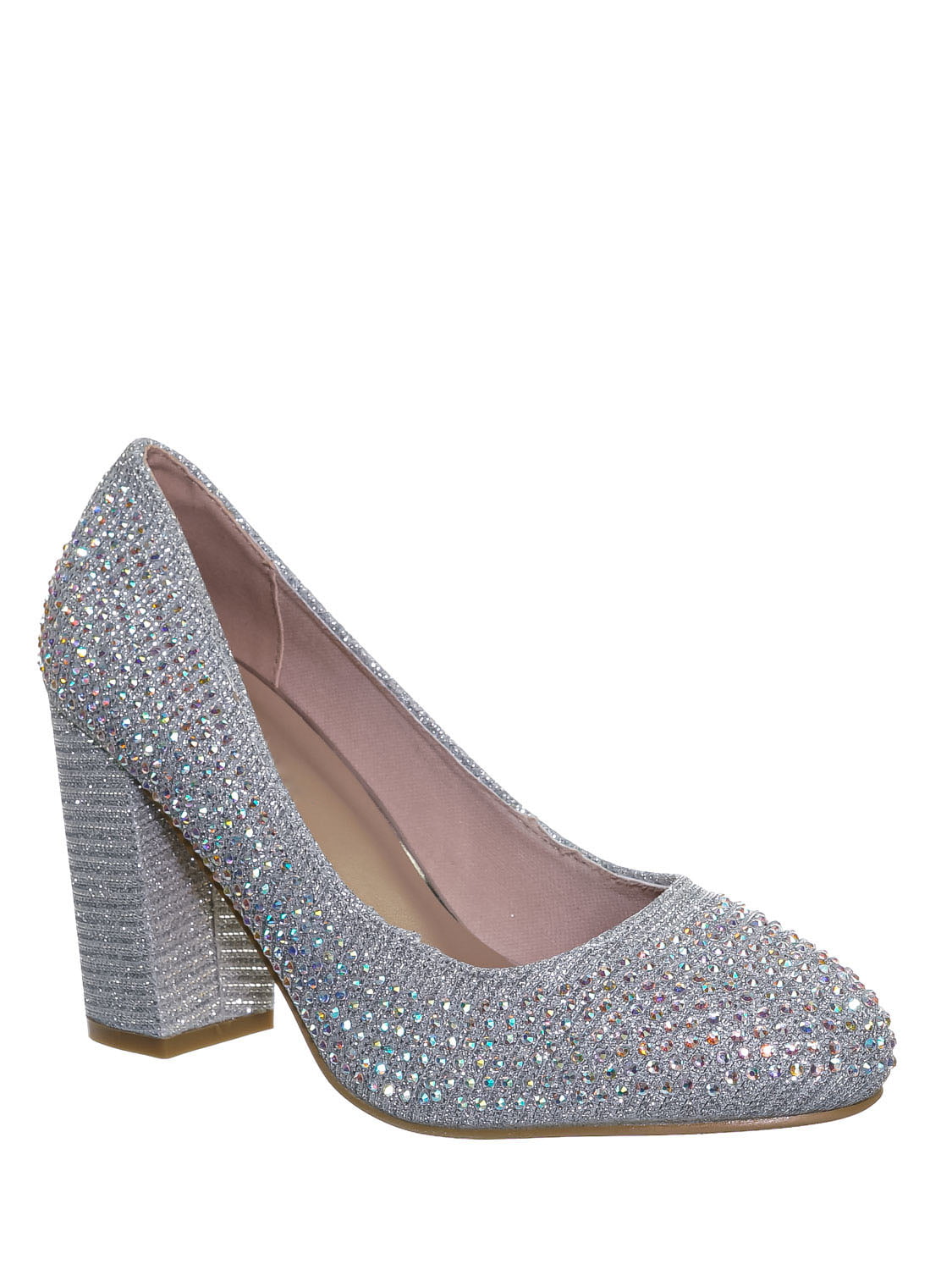 glitter block heel pumps