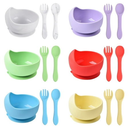 

1set Silicone Baby Feeding Bowl Set Baby Learning Dishes Suction Bowl Set Spoon Non-Slip dinnerware set Spoon and bowls