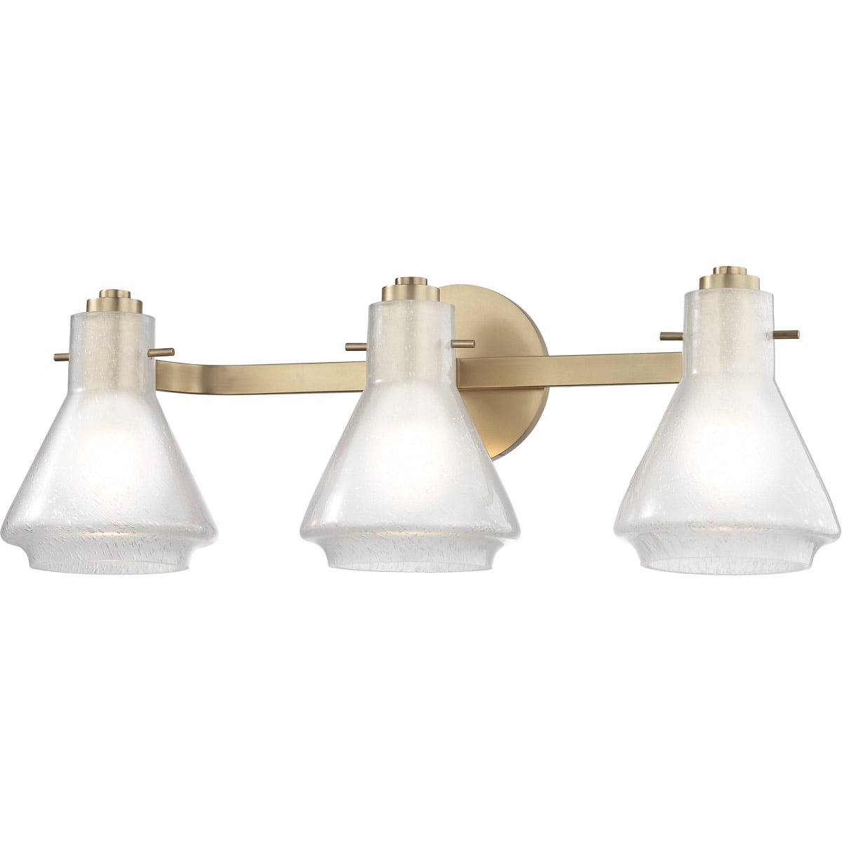 Bathroom Vanity 3 Light Bulb Fixture With Aged Brass Finish Metal Glass