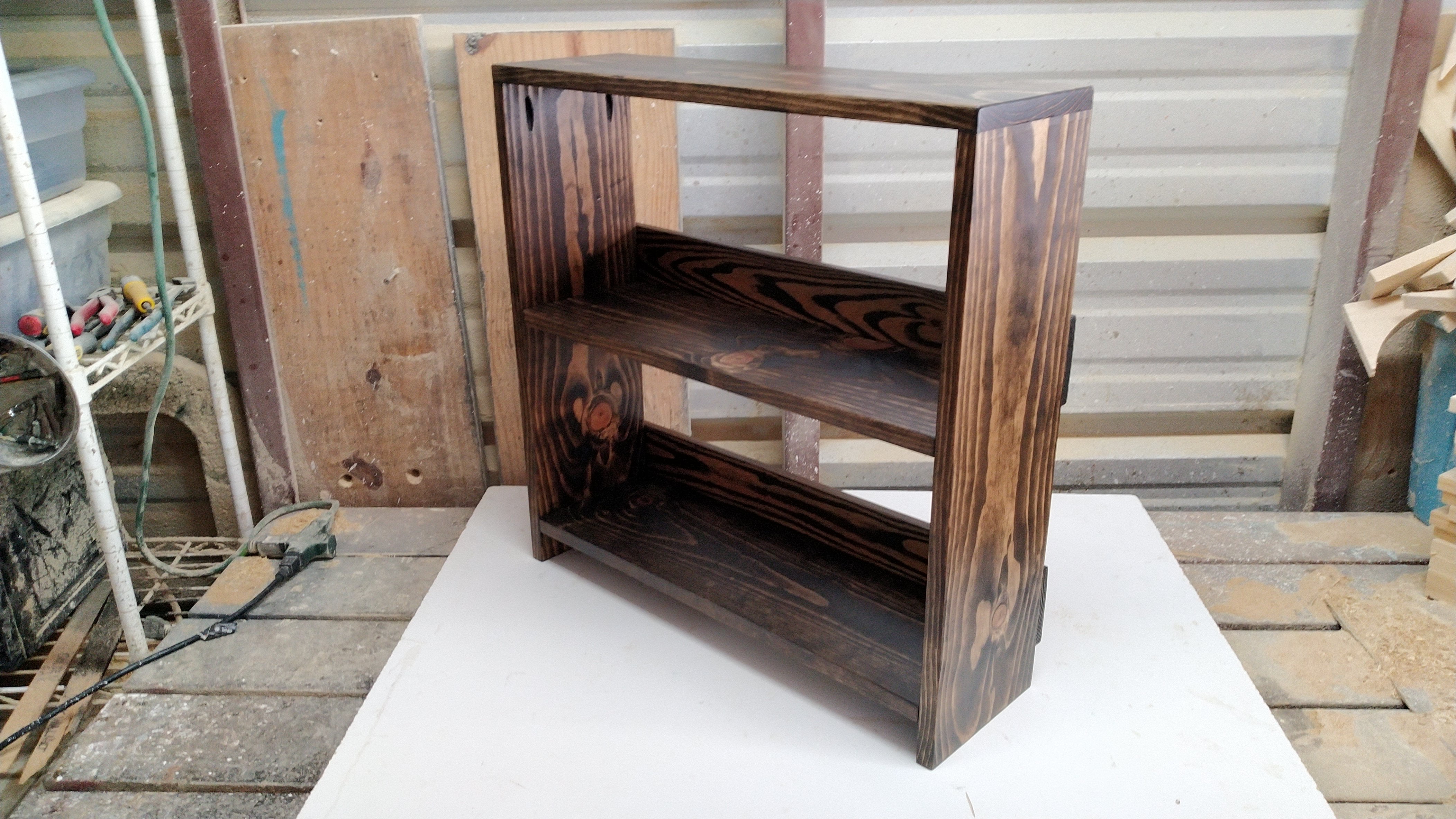 Small Solid Wood Bookcase Wood Bookshelf Wooden Display UnitDark Walnut
