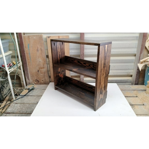 Small Solid Wood Bookcase Wood Bookshelf Wooden Display UnitDark Walnut