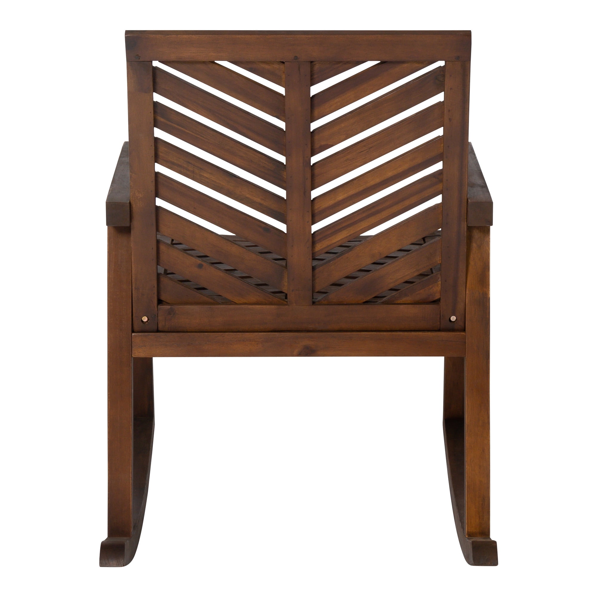 Walker Edison Outdoor Patio Chevron Rocking Chair, Dark Brown