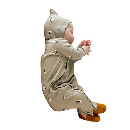 

LEEy-world Baby Boys Girls Sleepwear Romper Long Sleeve Graphic Print Footed Bodysuit Jumpsuit Neutral Toddler Pajamas