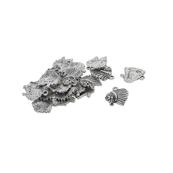 30 Pieces Tibetan Silver Indian Jewelry Pendant Chief Head Charms Pendant For DIY Jewelry