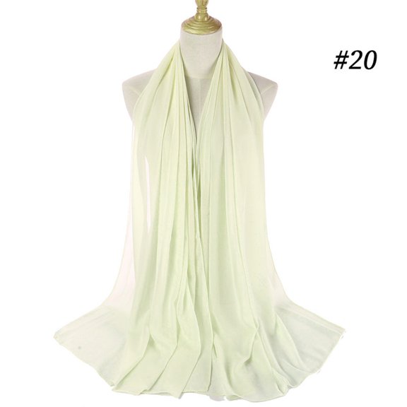 Green Scarf Women Plain Bubble Chiffon Scarf Hijab Wrap Printe Shawls Headband Muslim Hijabs