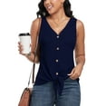 thumbnail image 2 of FIUFY Womens Tank Tops Sleeveless Button Down Shirts V Neck Tie Front Knot Tunic Blouses, 2 of 4
