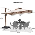 thumbnail image 5 of PURPLE LEAF 11FT Deluxe Square Wood Grain Patio Umbrella with Base, Large Offset Cantilever Umbrella with 360° Rotation, Beige, 5 of 13