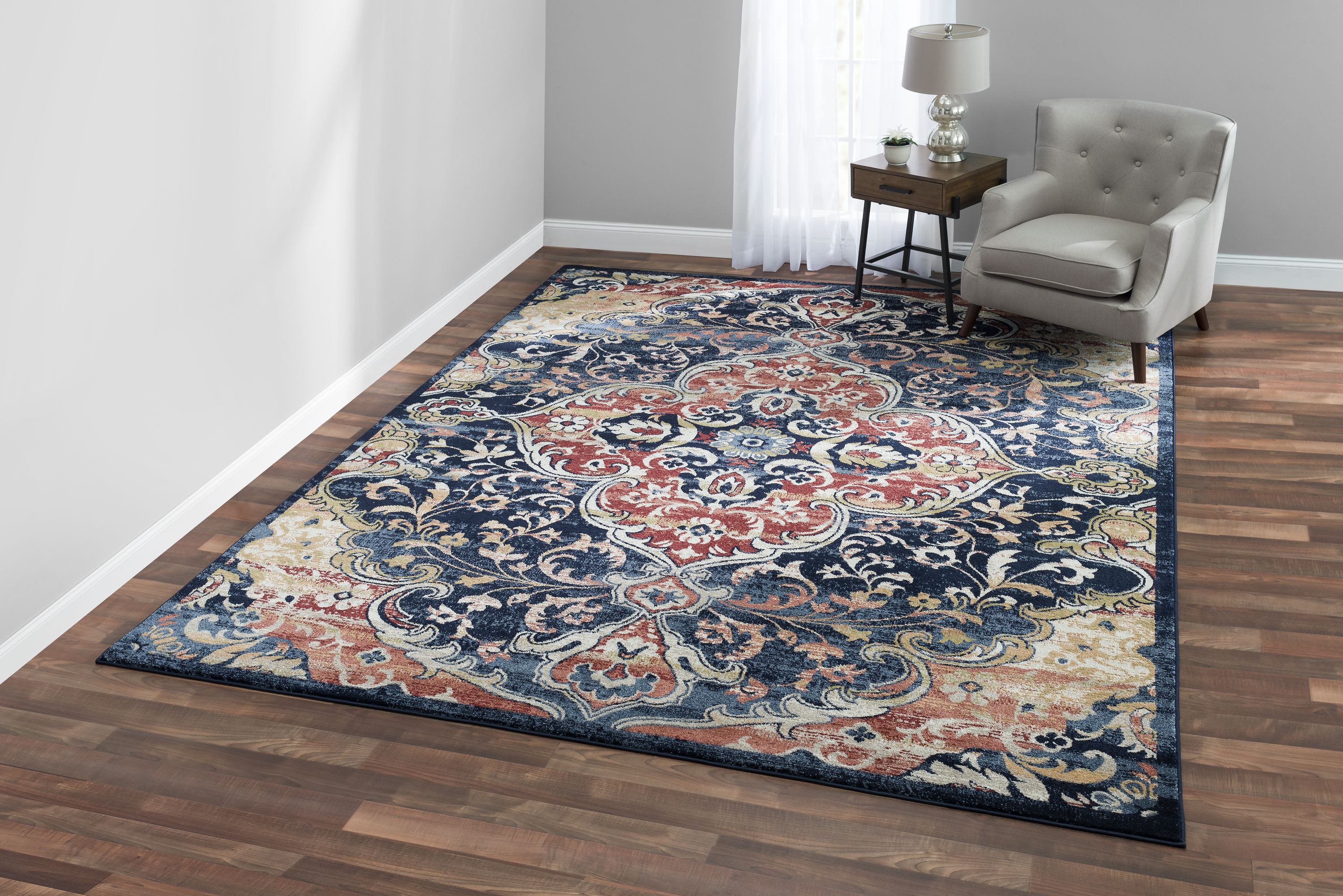 VCNY Home Adeline Navy Medallion Area Rug, 5' x 7', Navy Rust