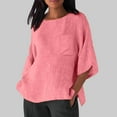 thumbnail image 2 of Hauts d'Été pour Femmes Élégants avec Manches 3/4 et Col Rond en T-Shirts Unis Confortables pour Femmes Rose TTG, 2 of 4