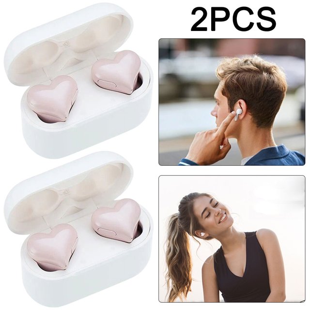 2 Pares Inalámbricos Heartbuds Compatibles Con Dientes para Música () Azul Rosa