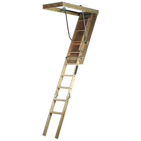 Wood Attic Ladder - Louisville Ladder S254P 7 ft. - 8 ft. 9 in.Wood Attic Ladder, Type I, 250 lbs Load Capacity