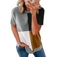 thumbnail image 1 of Blouses T-Shirts Décontractées à Manches Courtes à Blocs de Couleur Rayés pour Femmes, 1 of 4
