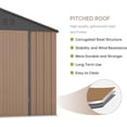 thumbnail image 4 of 8 x 8 Ft Outdoor Storage Shed with Lockable Door and Updated Metal Frame, Waterproof Garden Tool Shed for Organization & Storage, Rust Brown, 4 of 7