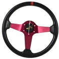 thumbnail image 2 of Ikon Motorsports Compatible with 350MM PVC 6 Hole Steering Wheel Deep Dish Red Spoke Red Ring & Black Emblem, 2 of 2