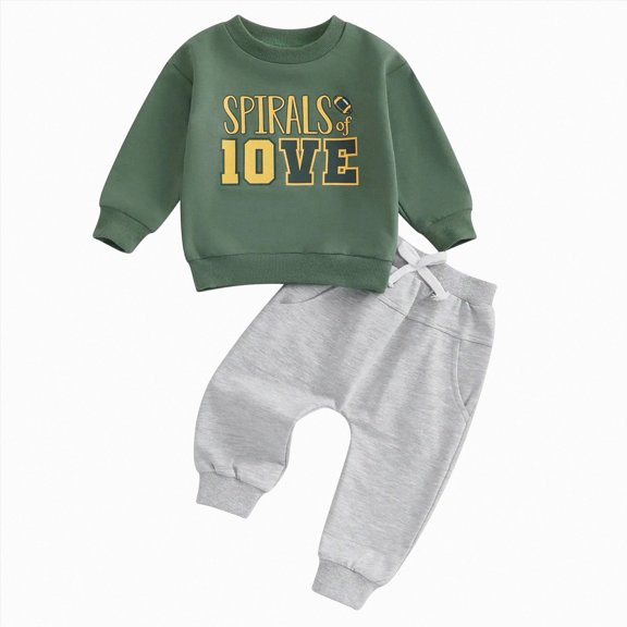 Toddler Baby Boy Fall Clothes Winter Outfits Long Sleeve Sweatshirt Tops Jogger Pants Set 6-12 Months 12-24 Months 2T 3T 4T 5T 6T 7T 8T 9T Children(Green,12-18 Months)