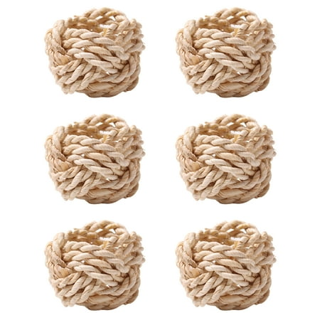 

GadgetVLot 6Pcs New Natural Bamboo Straw Napkin Buckle Hemp Rope Napkin Ring