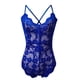 thumbnail image 1 of Gibobby Lencería de encaje para mujer Lencería de una pieza a la para mujer, lencería de juego de rol, disfraces sexys para mujer, lencería de encaje a cuadros rojos(Azul, XL), 1 of 5