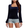 thumbnail image 7 of Feimerou Velvet Dressy Tops for Women Long Sleeve Wrap Velour T Shirts Slim Fit Cute Babydoll Blouses Y2k Going Out Tops, 7 of 7