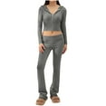thumbnail image 2 of 2 Piece Lounge Sets for Women, Women's Fall and Winter Knitted Hooded High Waisted Long Sleeved Pants Two-Piece Set New 2 Piece Sets for Women Gray M, 2 of 9